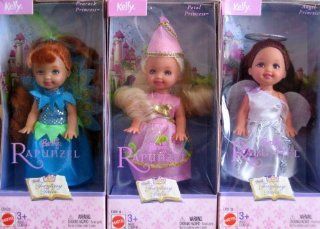 KELLY   Barbie As Rapunzel   Set of 3 Dolls Fantasy Tales: Peacock, Angel + Petal Princess   2003 Mattel: Toys & Games