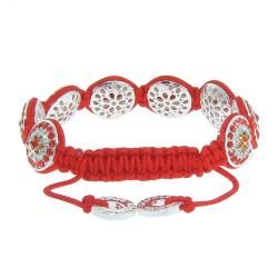Eternally Haute Silver Overlay Crystal Red Macrame Bracelet Eternally Haute Crystal, Glass & Bead Bracelets