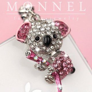 Ip394 Cute Pink Crystal Koala Bear Dust Phone Plug Charm For iPhone 3.5 mm Smart Phone: Cell Phones & Accessories