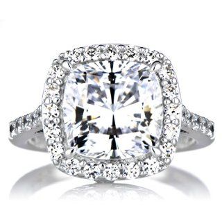 6ct CZ Halo Cushion Cut Engagement Ring: Emitations: Jewelry