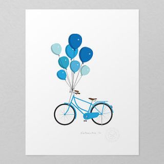 bicycle and balloons giclée print by mac and ninny paper company