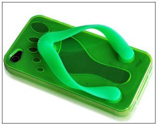 Cute Shoe Slipper TPU Case Cover for Apple iPhone 4 4G AT&T Green: Cell Phones & Accessories