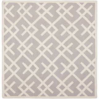 Transitional Moroccan Dhurrie Gray/ivory Wool Rug (6 Square)