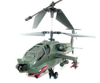 Syma S023G 3.5 CH Large AH 64 Apache Military Gyro Helicopter   15 Inches: Toys & Games