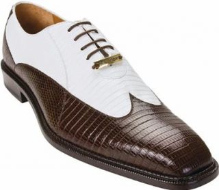Belvedere Genova Men's Brown / White All Over Genuine Lizard Wing Tip Oxford Shoes (9, Brown/White): Shoes