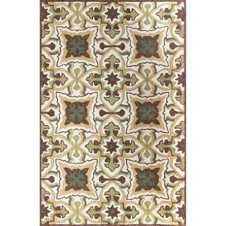 Hand hooked Cadiz Gardenia/ Dark Earth Outdoor Rug (2 X 3)