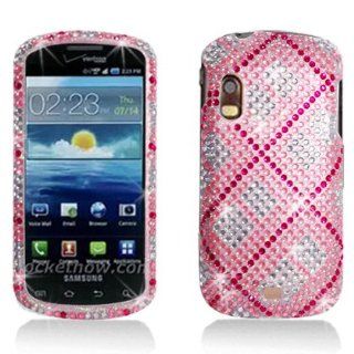 PINK PLAID Rhinestone/Crystal/Bling/Diamond Hard Case Cover For Samsung Stratosphere i405 (Verizon): Cell Phones & Accessories