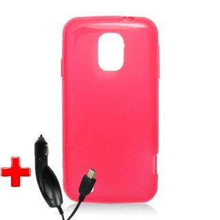 ZTE Majesty Z796c (StraightTalk) One Piece TPU Rubber Fitted Body Mold Case Cover, Red + CAR CHARGER Cell Phones & Accessories