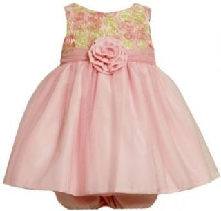 Size 24M BNJ 9473R 2 Piece PINK YELLOW BONAZ ROSETTE MESH OVERLAY Special Occasion Flower Girl Easter Party Dress, R19473 Bonnie Jean BABY/INFANT: Infant And Toddler Dresses: Clothing