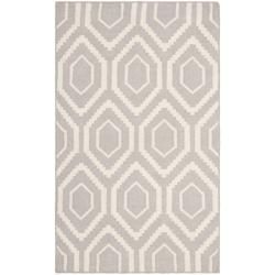 Moroccan Dhurrie Gray/ivory Pure Wool Rug (3 X 5)