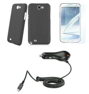 Samsung Galaxy Note II   Accessory Kit   Charcoal Gray Slim Fit Back Cover Case + Atom LED Keychain Light + Screen Protector + Micro USB Car Charger: Cell Phones & Accessories