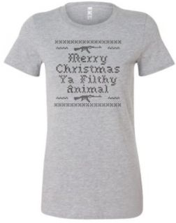 Juniors Merry Christmas Ya Filthy Animal Home Alone Inspired T Shirt: Clothing