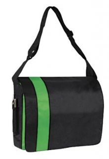 Eco Non Woven Business Messenger Tote Bag, Black/Green: Clothing