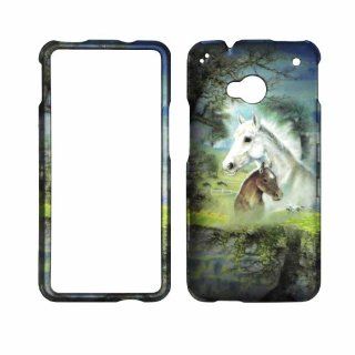 2D Racing Horse HTC One , M7 Verizon, AT&T, Sprint, T Mobile Case Cover Hard Case Snap on Cases Rubberized Touch Protector Faceplates: Cell Phones & Accessories