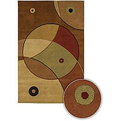 Brown Circles Hand tufted Mandara Contemporary Wool Rug (5 X 76)