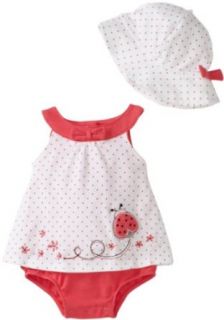Little Me Baby girls Newborn Ladybug Popover with Hat, White/Red, 12 Months Clothing