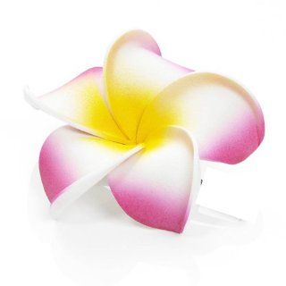 Frangipani   Hawaan Plumeria Hair Flower   Pink Color with Yellow Heart: Health & Personal Care