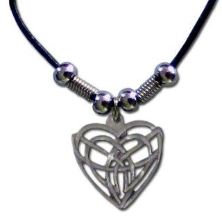 Celtic Heart Earth Spirit Silver Tone Necklace Pendant Women's Men's Jewelry: Celtic Leather Cord: Jewelry