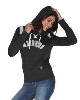 NFL Touch by Alyssa Milano Oakland Raiders Ladies Laced Up Pullover Hoodie   Black (XX Large): Clothing