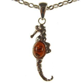 BALTIC AMBER AND STERLING SILVER 925 SEAHORSE PENDANT NECKLACE JEWELLERY JEWELRY WITH inch 14"/35cm, 16"/40cm, 18"/45cm, 20"/50cm, 22"/55cm, 24"/60cm, 26"/65cm, 28"/70cm, 30"/75cm, 32"/80cm, 34"/85cm 1