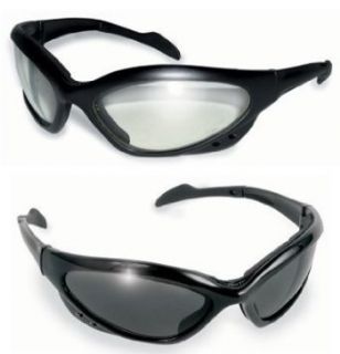 Two (2) Pairs Global Vision Neptune Safety Glasses with Clear and Smoke Lenses: Clothing