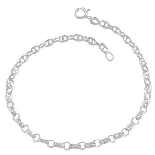 Sterling Silver 3.3 mm Alternate Puffed Mariner/ Rolo Link Bracelet (7.5 Inch) Jewelry