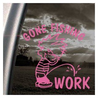 Funny Gone Fishing Pink Decal Car Truck Window Pink Sticker   Themed Classroom Displays And Decoration