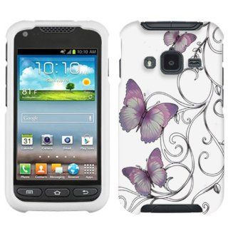 Samsung Galaxy Rugby Pro Purple Butterfly on White Cover Case: Cell Phones & Accessories