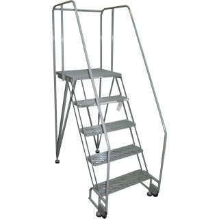 Cotterman TiltNRoll Straddle Ladder w/CAL OSHA Rail Kit —  5-Step  Rolling Ladders   Platforms