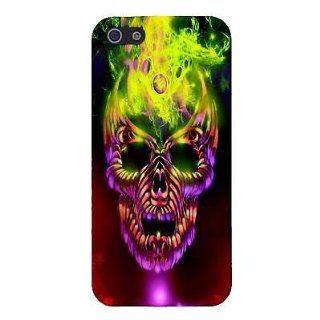Flaming Fire Skull Halloween CUSTOM Snap On Cover Case Skin for iPhone 5 / 5S Cell Phones & Accessories