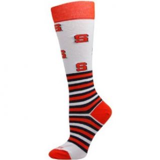 NCAA Syracuse Orange Womens Striped Logo Knee Socks   White : Sports Fan Socks : Clothing