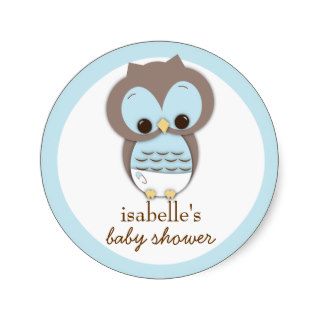 Sweet Little Baby Boy Owl Favor Sticker