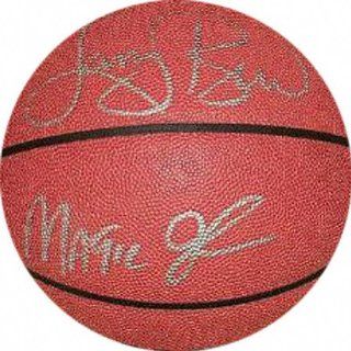 Larry Bird and Magic Johnson Dual Autographed Spalding Outdoor NBA Basketball : Sports Related Collectibles : Sports & Outdoors