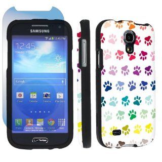 Samsung Galaxy S4 Mini SCH I435 Verizon Desginer Black Hard Case + Screen Protector By SkinGuardz   Rainbow Paw: Cell Phones & Accessories