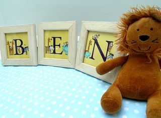 framed individual animal letters by beth design