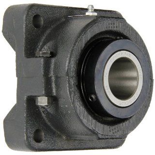 Sealmaster RFB 108C Heavy Duty Flange Unit, 4 Bolt, Regreasable, Contact Seals, Double Concentric Clamp Collars, Cast Iron Housing, 1 1/2" Bore, 5 3/8" Overall Length, 4 1/8" Bolt Hole Spacing Width, 1 3/16" Flange Height: Flange Block 