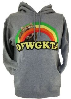 Odd Future OFWGKTA (Tyler The Creator, Odd Future Wolf Gang Kill Them All) Mens Pull Over Hoodie Sweatshirt   Giant Cat Biting Rainbow Front Logo on Gray (Medium): Clothing