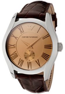 Emporio Armani AR0645  Watches,Mens Amber Crystal Brown Leather, Casual Emporio Armani Quartz Watches