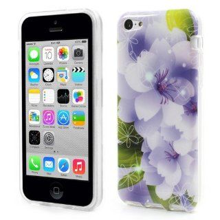 JUJEO IMD TPU Back Cover with Flowers Pattern for iPhone 5C   Non Retail Packaging   Purple: Cell Phones & Accessories