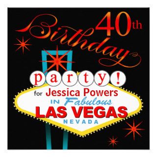 Las Vegas 40th Birthday Party Invites