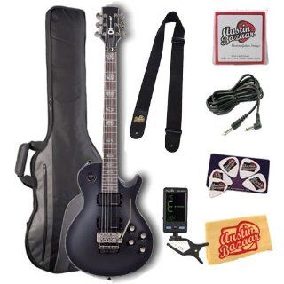 Charvel Desolation DS 1 FR Electric Guitar Bundle with Gig Bag, Tuner, Nylon Strap, 10 Foot Cable, Strings, Pick Card, and Polishing Cloth   Flat Black, Rosewood Fretboard: Musical Instruments