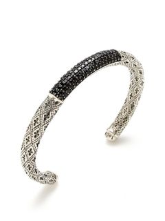Black Spinel & Silver Engraved Cuff Bracelet by Scott Kay