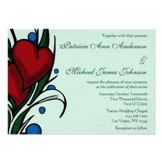 Tattoo Hearts & Leaves Wedding Invitation