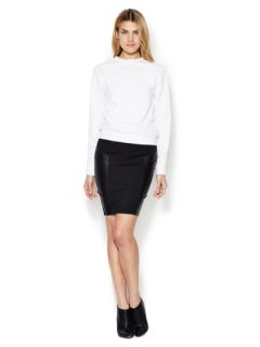 Ponte Pencil Skirt with Faux Leather Combo by Renvy