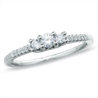 CT. T.W. Diamond Three Stone Promise Ring in 10K White Gold