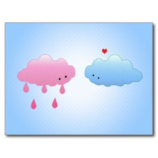 Cute kawaii love clouds in love postcards