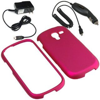 Aimo Hard Shield Shell Cover Snap On Case for T Mobile Samsung Galaxy Exhibit T599 (2013)+ Car + Home Charger Rose Pink Cell Phones & Accessories