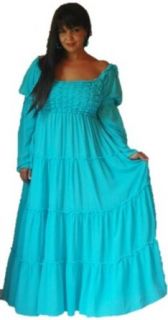 Lotustraders Ruffled Long Dress Rayon Crinkle Boho 2X 3X 4X Turquoise D263 at  Womens Clothing store