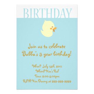 Cute Baby Duckling with Blue Birthday Invitation