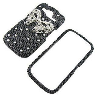 Rhinestones Protector Case for Pantech Burst P9070, 3D Ribbon Full Diamond Clear/Black: Cell Phones & Accessories